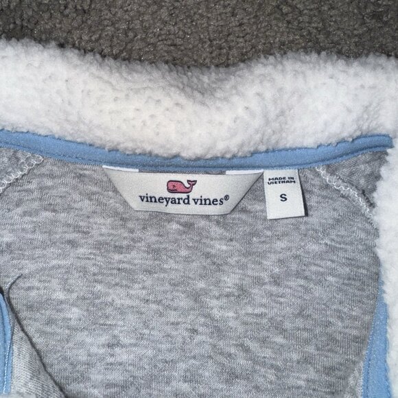 Vineyard Vines Mixed Media Sherpa Shirt 1/2 Snap Button Pullover Womens Small S - Picture 4 of 6